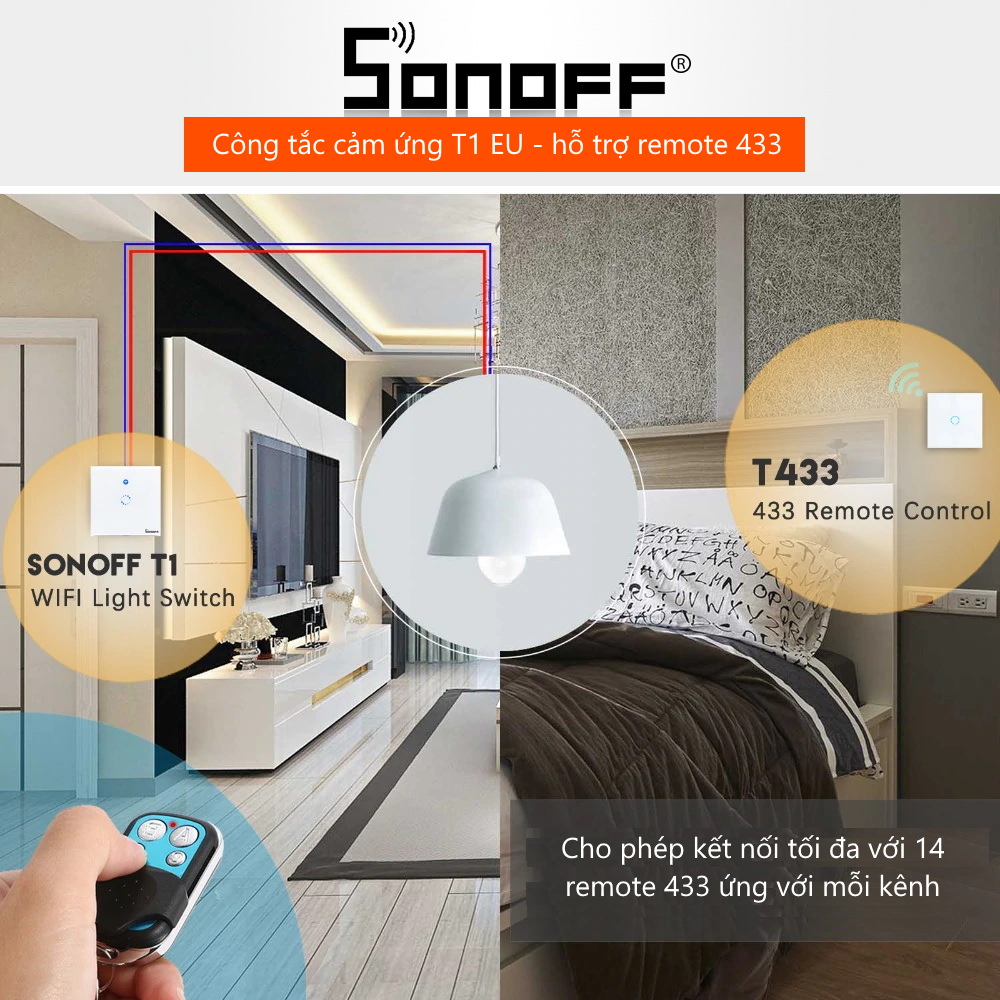 Công tắc cảm ứng WiFi Sonoff thông minh T1EU