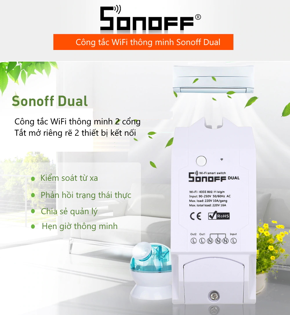 Công tắc wifi Sonoff Dual 2 cổng