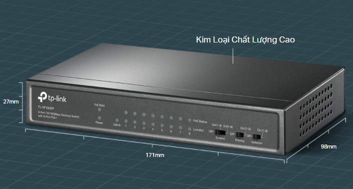 Switch TP-Link TL-SF1009P (10/100Mbps/ 9 Cổng/ 8 cổng PoE/ Vỏ Thép)